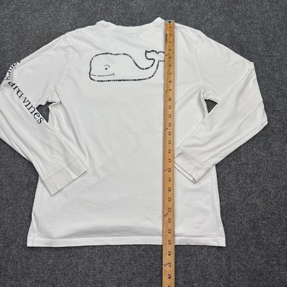 Vineyard Vines T Shirt Youth Size XL White Long‎ Sleeve Double Sided Pocket Tee